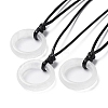 Natural Quartz Crystal Ring Pendant Necklace with Waxed Cords NJEW-R262-01A-05-1
