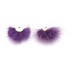 Faux Mink Fur Semi Circle Pendants WOVE-F021-02G-06-1