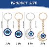 ARRICRAFT 4Pcs 4 Style Flat Round & Moon with Evil Eye Resin Pendant Keychains KEYC-AR0001-23-2