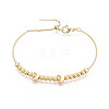 Adjustable Brass Beaded Slider Bracelets for Women BJEW-T022-21G-3
