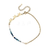 Natural Kyanite & Pearl Round Beaded Butterfly Anklets AJEW-AN00795-01-3