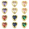 6Pcs 3 Colors Brass Micro Pave Cubic Zirconia Heart Slide Charms ZIRC-YW0001-36A-2