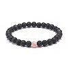 10Pcs 10 Style Natural Weathered Agate(Dyed) & Lava Rock Round Beaded Stretch Bracelets Set BJEW-JB08923-5