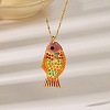 Summer Beach Brass Enamel Pendant Necklaces WG2737B-01-1