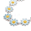 Enamel Daisy Link Chains Bracelet BJEW-P271-01P-03-2