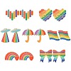 14Pcs 7 Shapes Rainbow Style Printed Acrylic Glitter Powder Pendants OACR-CJ0001-93-9