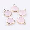 Golden Tone Brass Glass Flat Round Charms GLAA-M003-B-03G-1