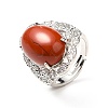 Natural Red Jasper Adjustable Rings RJEW-P043-04P-23-4