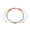 Colorful Glass Seed & Brass Braided Bead Bracelet BJEW-JB10138-01-1