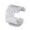 Non-Tarnish 304 Stainless Steel Textured Wide Open Cuff Bangles for Women BJEW-S155-05P-1