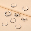 8Pcs Alloy Rhinestone Cuff Rings PW-WG4A0B3-01-4