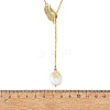 Adjustable Brass Micro Pave Clear Cubic Zirconia Leaf Lariat Necklaces NJEW-JN06467-3