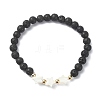 Natural Lava Rock Round Beaded Bracelets BJEW-JB09877-01-1