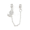 Brass Pave Clear Cubic Zirconia European Safety Chains with Charms KK-L236-16E-S-1