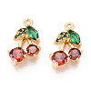 Brass Micro Pave Clear Cubic Zirconia Pendants KK-T078-04G-02-1