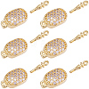 6Pcs Brass Micro Pave Clear Cubic Zirconia Box Clasps KK-BBC0019-66-6