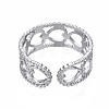 Non-Tarnish 304 Stainless Steel Heart Wrap Open Cuff Ring RJEW-T023-48P-2