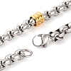 304 Stainless Steel Box Chain Necklaces for Women NJEW-G140-03GP-3