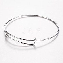 Tarnish Resistant Adjustable 304 Stainless Steel Expandable Bangle Making Bangle BJEW-G482-04P