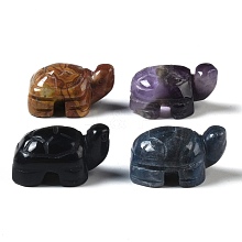 Natural Mixed Gemstone Carved Turtle Figurines DJEW-M015-13