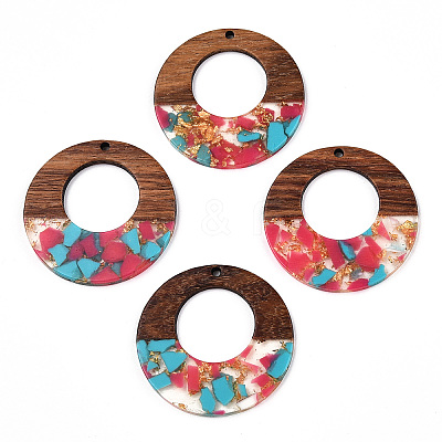Transparent Resin & Walnut Wood Pendants RESI-TAC0017-74-A04-1