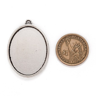 Tibetan Style Alloy Oval Tray Pendant Cabochon Settings LS-TIBEP-A19948-AS-LF-1