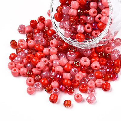 Opaque & Transparent Inside Colours 6/0 Glass Seed Beads SEED-F004-4mm-05-1