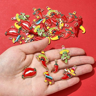 30Pcs 9 Styles Alloy Enamel Pendants FIND-FS0004-26-1