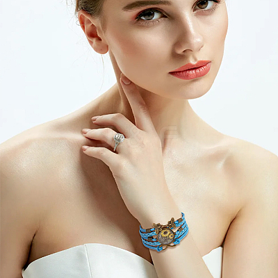 4Pcs 4 Colors PU Leather Cord Multi-strand Bracelets Set BJEW-FI0001-06-1