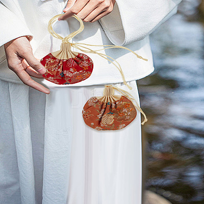 3Pcs 3 Colors Valentine's Day Flower Embroidery Silk & Satin Drawstring Sachet Bags with Tassel AJEW-LP0012-28A-1