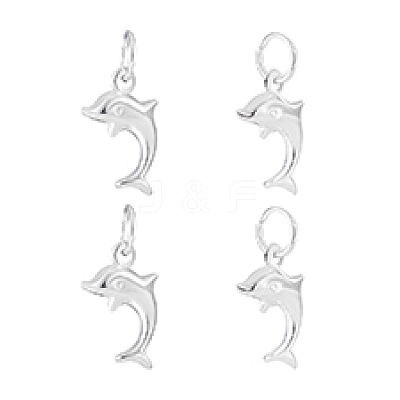 4Pcs 925 Sterling Silver Dolphin Charms STER-PH0002-30-1
