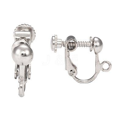 Brass Screw On Clip-on Earring Dangling Charms Pendants Setting Findings KK-M019-01P-1