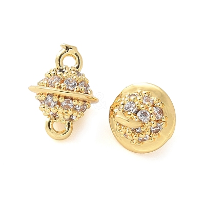 Brass Micro Pave Cubic Zirconia Connector Charms KK-U056-36G-1