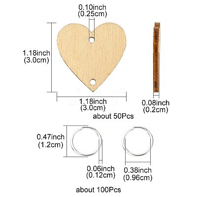 50Pcs Undyed Wood Connector Charms WOOD-FS0001-12A-1