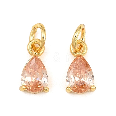 Brass Pave Cubic Zirconia Charms KK-K340-51G-02-1