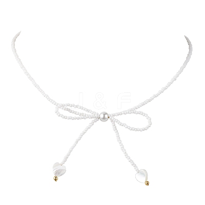 Glass Seed Pendant Necklaces for Women NJEW-MZ00031-02-1
