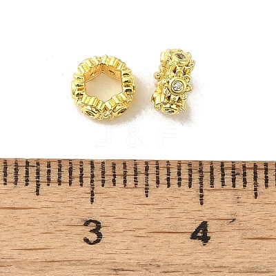 Golden Brass with Cubic Zirconia European Beads KK-B088-01A-03G-1