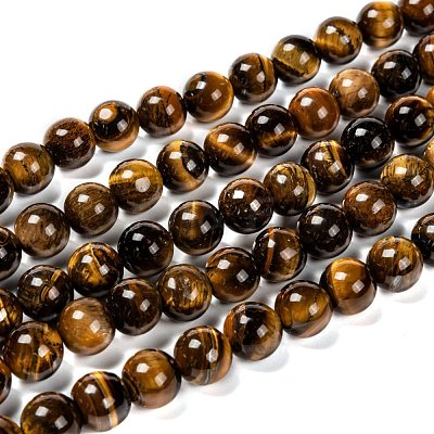 Natural Grade AB Tiger Eye Round Beads Strands X-G-O047-02-10mm-1