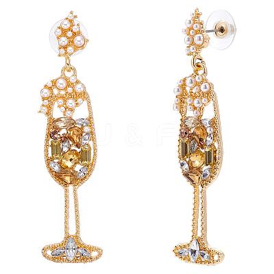 1Pair Alloy Rhinestone Dangle Stud Earrings EJEW-UN0002-73B-1