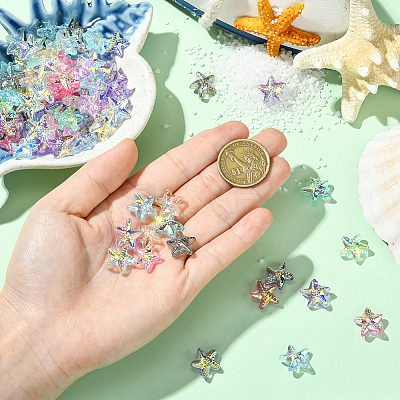 100Pcs 10 Colors Starfish Handmade Glass Beads GLAA-SC0002-80B-1