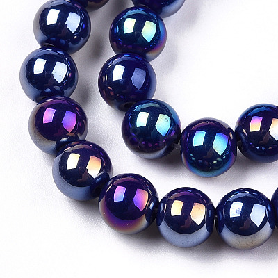 Electroplate Opaque Glass Beads Strands GLAA-T032-P8mm-AB03-1