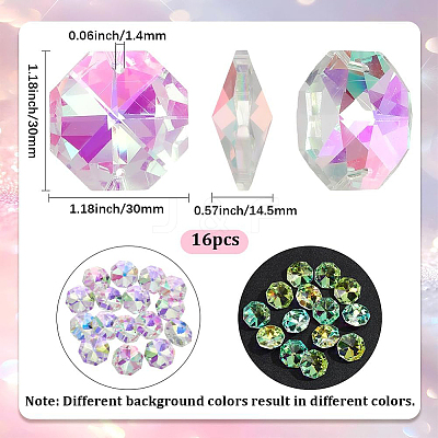 16Pcs Octagon Sew on Glass Rhinestone GLAA-SP0001-83B-01-1