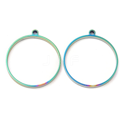 304 Stainless Steel Open Back Bezel Flat Round Pendants STAS-Z040-04A-RC-1