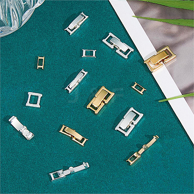 16Pcs 4 Styles 2 Colors Eco-Friendly Brass Watch Band Clasps KK-FH0007-35-1