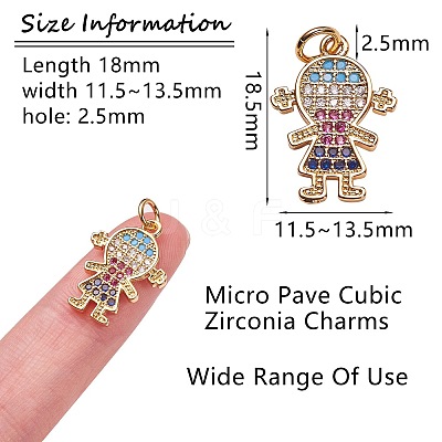 6Pcs 2 Style Brass Micro Pave Cubic Zirconia Pendants KK-SZ0003-86-1