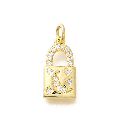 Rack Plating Brass Micro Pave Cubic Zirconia Pendants KK-M296-18G-1