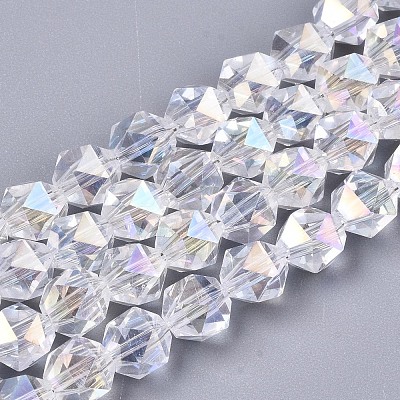 Electroplate Transparent Glass Beads Strands EGLA-T019-06L-1