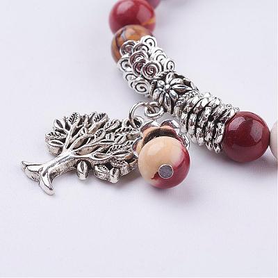 Natural Mookaite Stretch Bracelets BJEW-F262-A08-1