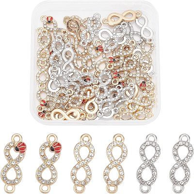 48Pcs 3 Style Alloy Rhinestone Links Connectors ALRI-FH0001-04-1