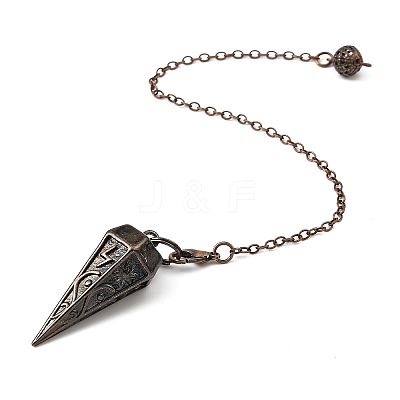 Rack Plating Brass Cone Dowsing Pendulum Pendants AJEW-G064-01R-1